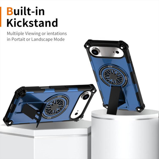 For iPhone Air Shockproof Kickstand Metallic Shaft MagSafe Phone Case(Blue) - iPhone Air Cases by buy2fix | Online Shopping UK | buy2fix