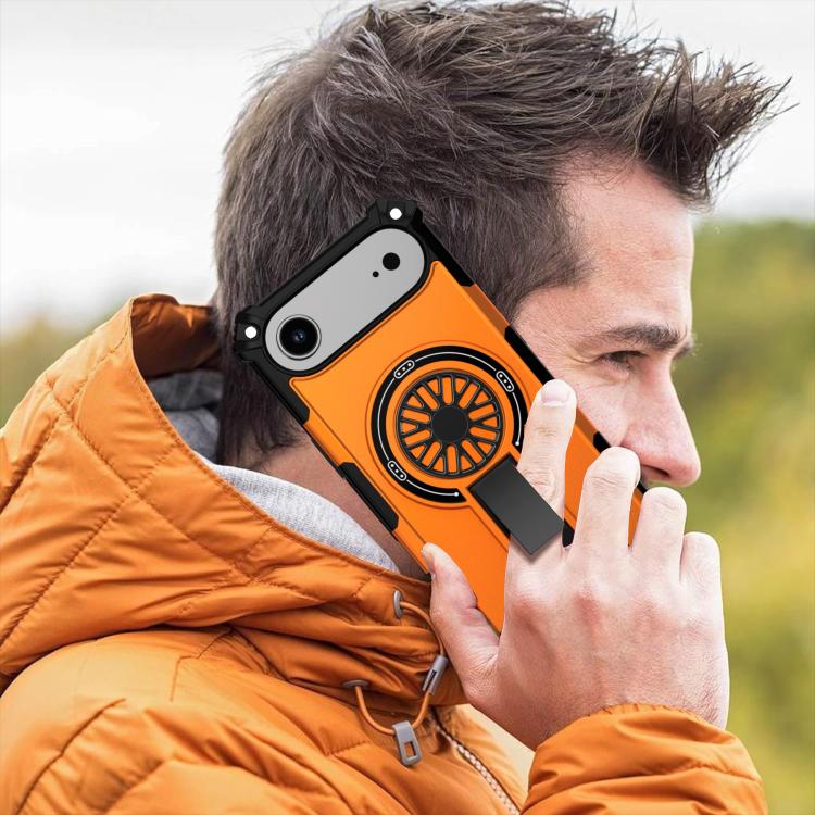 For iPhone Air Shockproof Kickstand Metallic Shaft MagSafe Phone Case(Orange) - iPhone Air Cases by buy2fix | Online Shopping UK | buy2fix