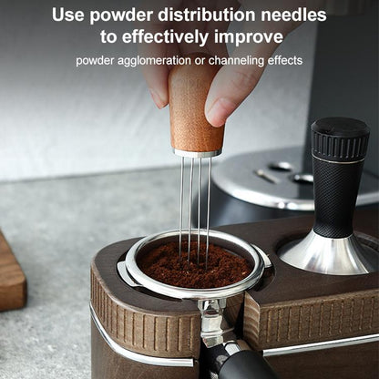 Solid Wood Stand Stainless Steel Coffee Loose Powder Needle(Red Brown) - Coffee Machine Parts by buy2fix | Online Shopping UK | buy2fix