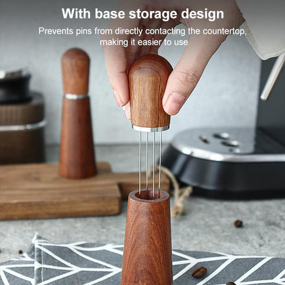 Solid Wood Stand Stainless Steel Coffee Loose Powder Needle(Red Brown) - Coffee Machine Parts by buy2fix | Online Shopping UK | buy2fix