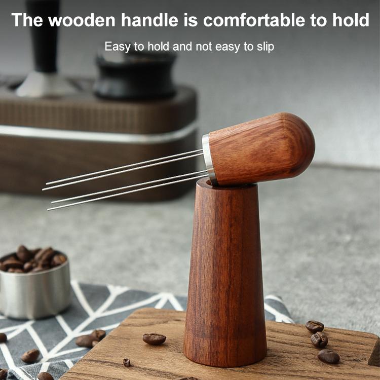 Solid Wood Stand Stainless Steel Coffee Loose Powder Needle(Red Brown) - Coffee Machine Parts by buy2fix | Online Shopping UK | buy2fix