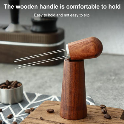 Solid Wood Stand Stainless Steel Coffee Loose Powder Needle(Red Brown) - Coffee Machine Parts by buy2fix | Online Shopping UK | buy2fix