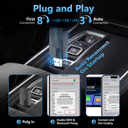 2 in 1 USB Wired to Wireless Car CarPlay / Android Auto Box Adapter(Black) - Bluetooth Adapters by buy2fix | Online Shopping UK | buy2fix