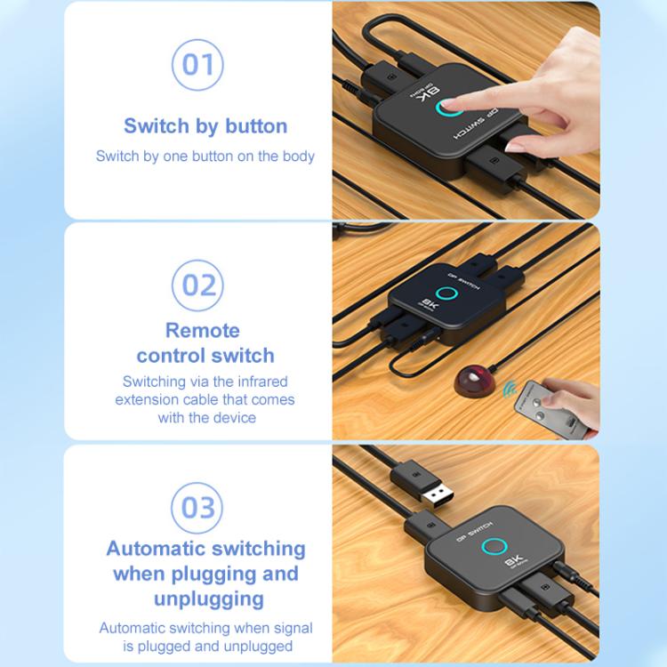 FJGEAR FJ-8K201DP 8K 60Hz DP One-way Switch(EU Plug) - Switch by buy2fix | Online Shopping UK | buy2fix