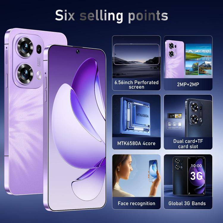 Reno13 Pro / ZKU290, 2GB+16GB, 6.56 inch Android 8.1 MTK6580A Quad Core, Network: 3G, Dual SIM, Plug:UK Plug(Purple) -  by buy2fix | Online Shopping UK | buy2fix