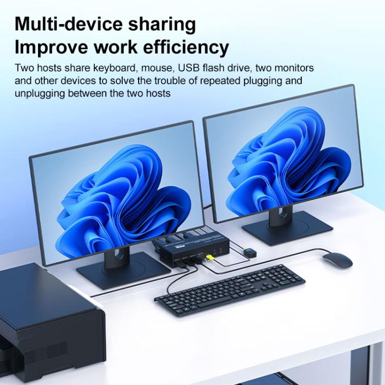 FJGEAR FJ-8K202DB 8K 60Hz DP Monitor KVM Switch(US Plug) - Switch by buy2fix | Online Shopping UK | buy2fix