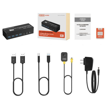 FJGEAR FJ-8K202DB 8K 60Hz DP Monitor KVM Switch(UK Plug) - Switch by buy2fix | Online Shopping UK | buy2fix