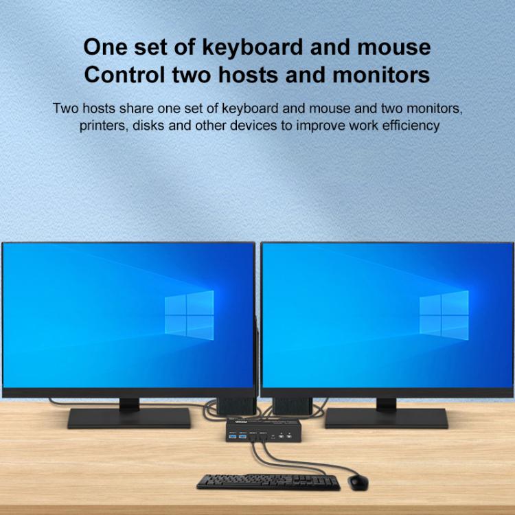 FJGEAR FJ-8K202DP 8K 60Hz DP USB3.0 Monitor KVM Switch(UK Plug) - Switch by buy2fix | Online Shopping UK | buy2fix