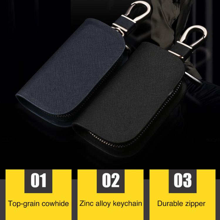 Universal Car Key Case Car Key Cowhide Leather Protective Cover(Black) - Car Key Cases by buy2fix | Online Shopping UK | buy2fix