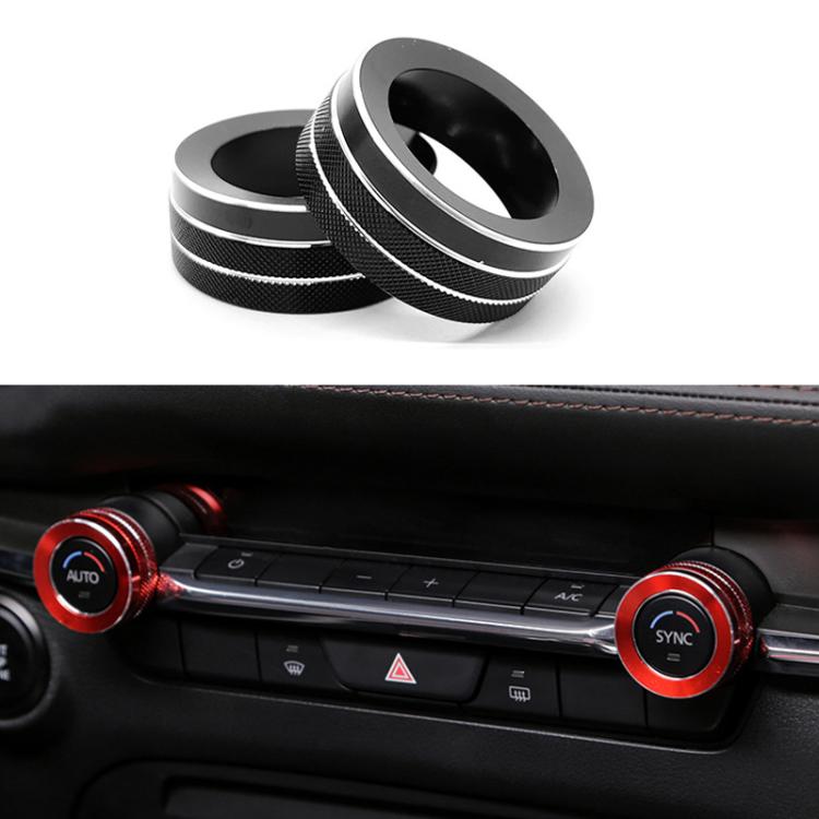 For Mazda Axela CX-30 2020-2022 2pcs Multimedia / Central Control Knob Metal Decorative Ring(Black) - Decoration Rings by buy2fix | Online Shopping UK | buy2fix