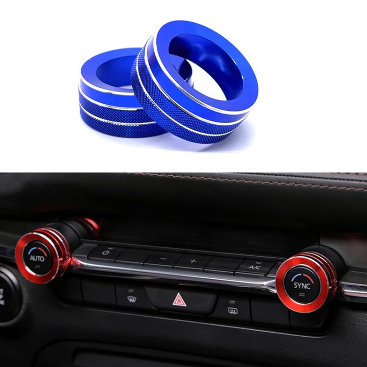 For Mazda Axela CX-30 2020-2022 2pcs Multimedia / Central Control Knob Metal Decorative Ring(Blue) - Decoration Rings by buy2fix | Online Shopping UK | buy2fix
