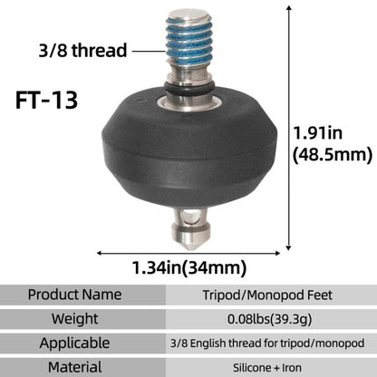 BEXIN FT-13 3/8 Screw Rubber Feet Pads Tripod Anti-Slip Foot Pad(Black) - Other Accessories by BEXIN | Online Shopping UK | buy2fix
