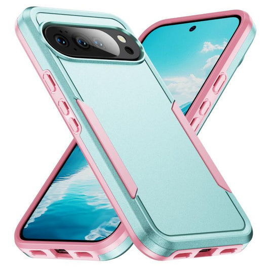 For Google Pixel 10 Pro Pioneer Armor Heavy Duty PC + TPU Phone Case(Green+Pink) - Google Cases by buy2fix | Online Shopping UK | buy2fix