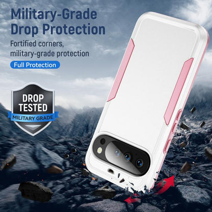 For Google Pixel 10 Pro XL Pioneer Armor Heavy Duty PC + TPU Phone Case(White+Pink) - Google Cases by buy2fix | Online Shopping UK | buy2fix