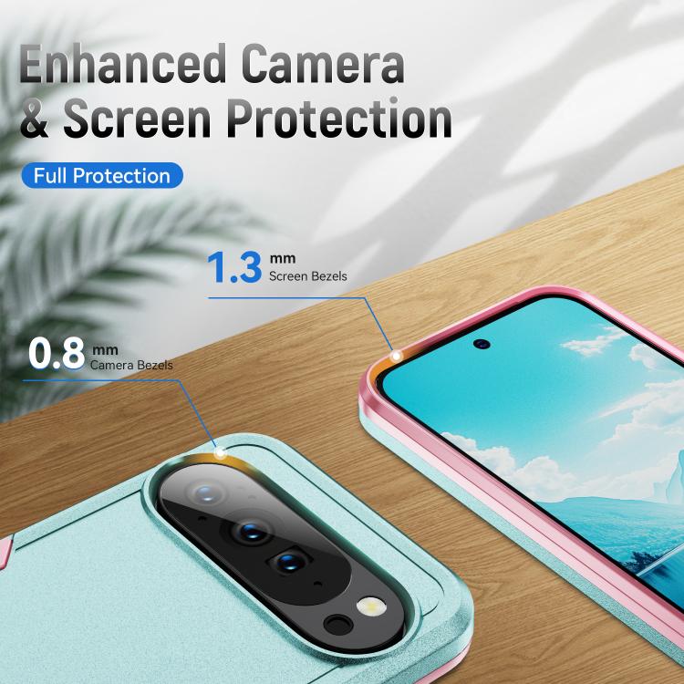 For Google Pixel 10 Pro XL Pioneer Armor Heavy Duty PC + TPU Phone Case(Green+Pink) - Google Cases by buy2fix | Online Shopping UK | buy2fix