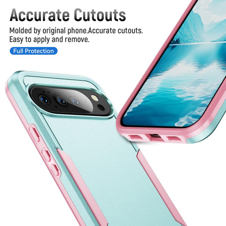 For Google Pixel 10 Pro XL Pioneer Armor Heavy Duty PC + TPU Phone Case(Green+Pink) - Google Cases by buy2fix | Online Shopping UK | buy2fix