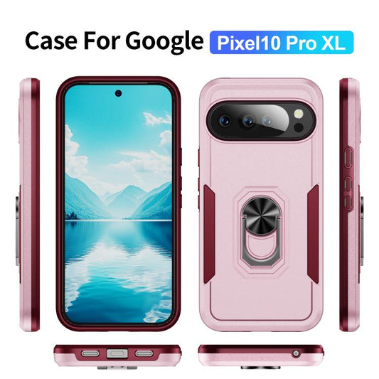 For Google Pixel 10 Pro XL Pioneer Armor Heavy Duty PC + TPU Phone Case with Holder(Pink+Rose Red) - Google Cases by buy2fix | Online Shopping UK | buy2fix