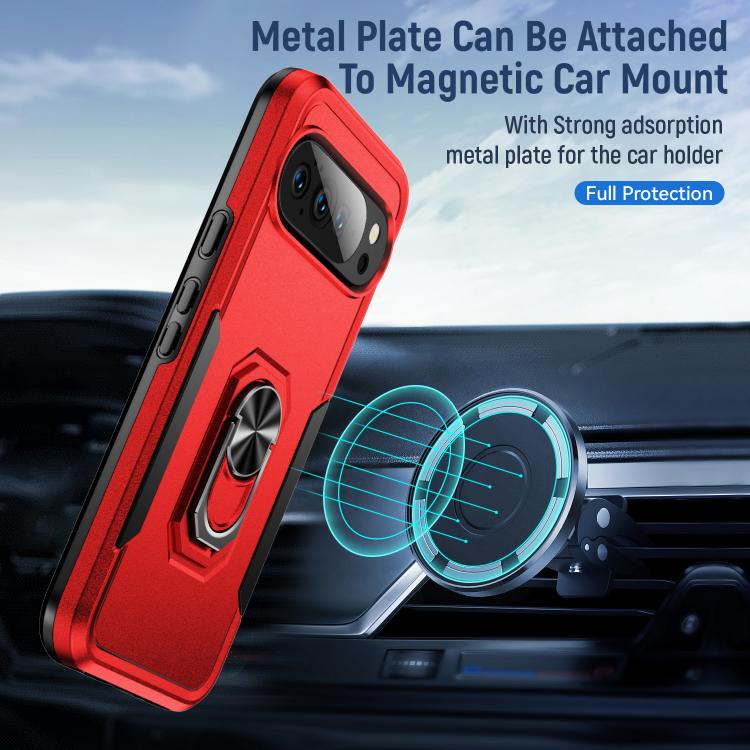 For Google Pixel 10 Pro XL Pioneer Armor Heavy Duty PC + TPU Phone Case with Holder(Red+Black) - Google Cases by buy2fix | Online Shopping UK | buy2fix