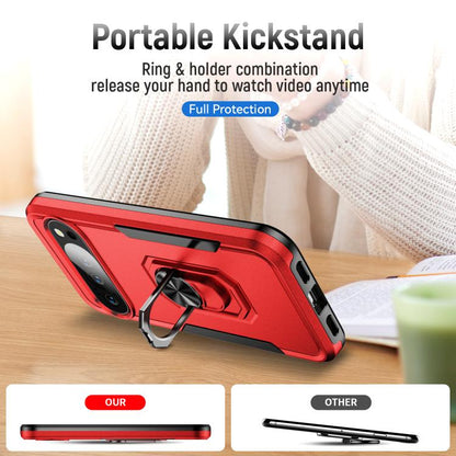 For Google Pixel 10 Pro XL Pioneer Armor Heavy Duty PC + TPU Phone Case with Holder(Red+Black) - Google Cases by buy2fix | Online Shopping UK | buy2fix