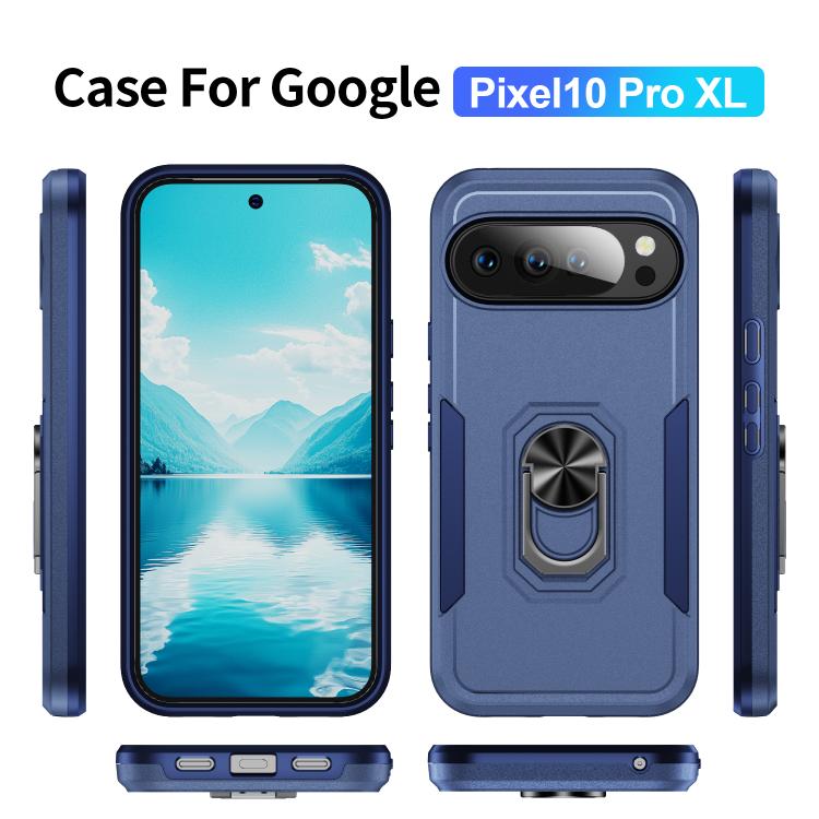 For Google Pixel 10 Pro XL Pioneer Armor Heavy Duty PC + TPU Phone Case with Holder(Blue) - Google Cases by buy2fix | Online Shopping UK | buy2fix