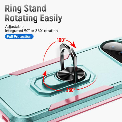 For Google Pixel 10 Pro XL Pioneer Armor Heavy Duty PC + TPU Phone Case with Holder(Green+Pink) - Google Cases by buy2fix | Online Shopping UK | buy2fix