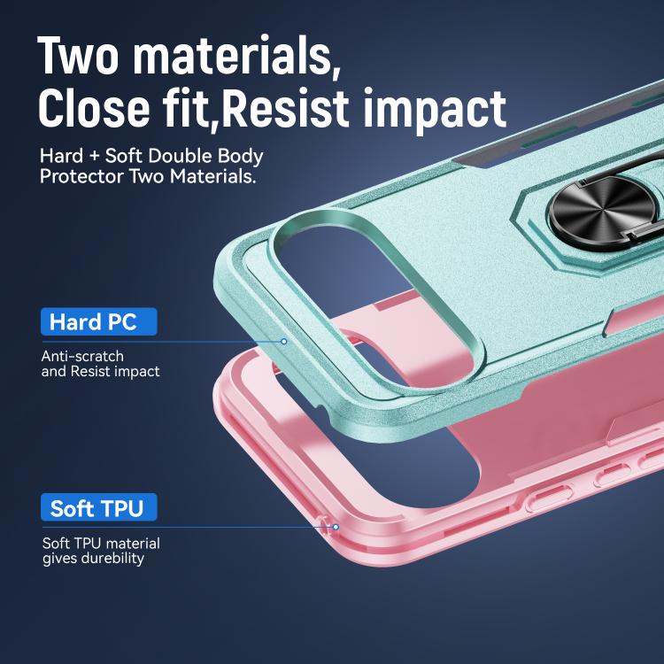 For Google Pixel 10 Pro XL Pioneer Armor Heavy Duty PC + TPU Phone Case with Holder(Green+Pink) - Google Cases by buy2fix | Online Shopping UK | buy2fix