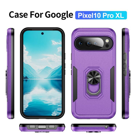 For Google Pixel 10 Pro XL Pioneer Armor Heavy Duty PC + TPU Phone Case with Holder(Purple+Black) - Google Cases by buy2fix | Online Shopping UK | buy2fix