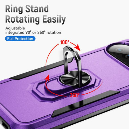 For Google Pixel 10 Pro XL Pioneer Armor Heavy Duty PC + TPU Phone Case with Holder(Purple+Black) - Google Cases by buy2fix | Online Shopping UK | buy2fix