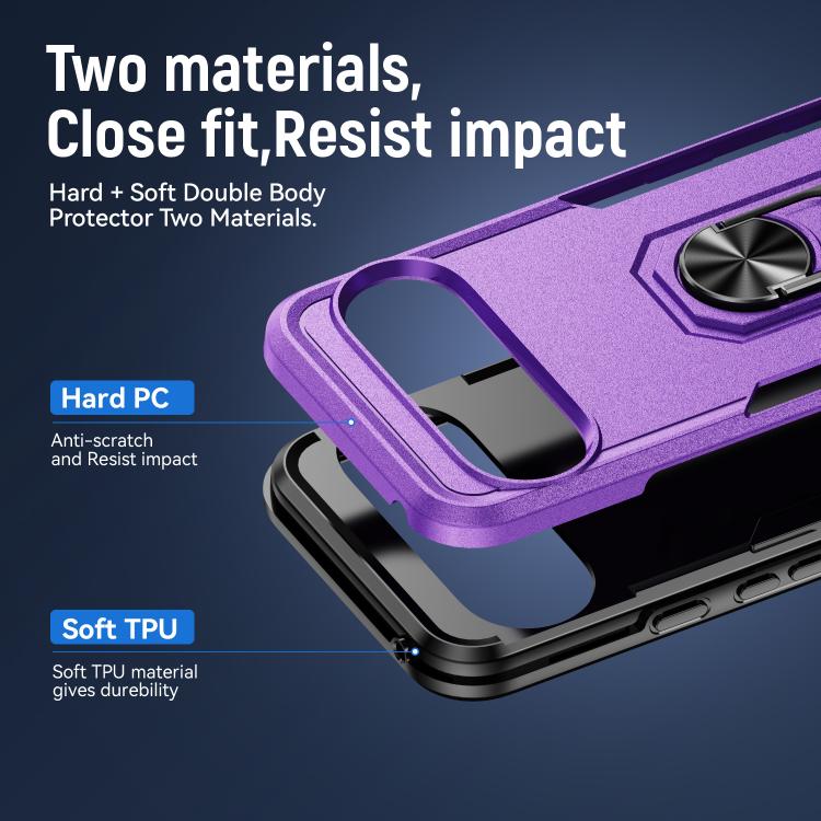 For Google Pixel 10 Pro XL Pioneer Armor Heavy Duty PC + TPU Phone Case with Holder(Purple+Black) - Google Cases by buy2fix | Online Shopping UK | buy2fix