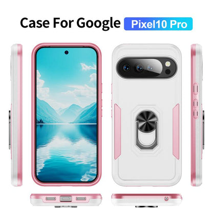 For Google Pixel 10 Pro Pioneer Armor Heavy Duty PC + TPU Phone Case with Holder(White+Pink) - Google Cases by buy2fix | Online Shopping UK | buy2fix