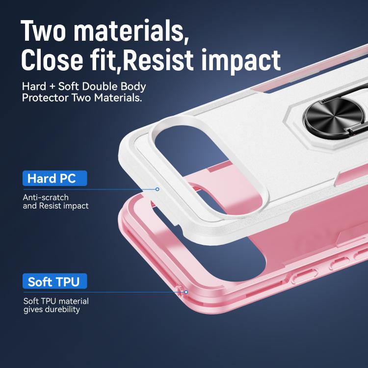 For Google Pixel 10 Pro Pioneer Armor Heavy Duty PC + TPU Phone Case with Holder(White+Pink) - Google Cases by buy2fix | Online Shopping UK | buy2fix