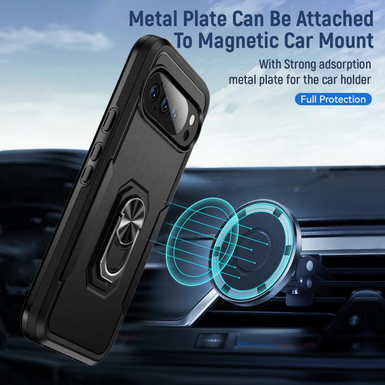 For Google Pixel 10 Pro Pioneer Armor Heavy Duty PC + TPU Phone Case with Holder(Black) - Google Cases by buy2fix | Online Shopping UK | buy2fix