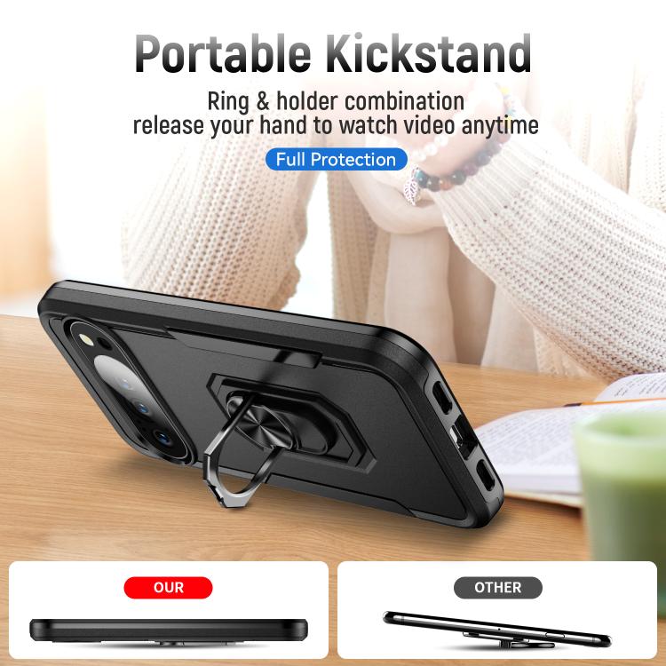 For Google Pixel 10 Pro Pioneer Armor Heavy Duty PC + TPU Phone Case with Holder(Black) - Google Cases by buy2fix | Online Shopping UK | buy2fix