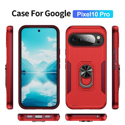 For Google Pixel 10 Pro Pioneer Armor Heavy Duty PC + TPU Phone Case with Holder(Red+Rose Red) - Google Cases by buy2fix | Online Shopping UK | buy2fix