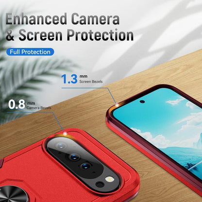 For Google Pixel 10 Pro Pioneer Armor Heavy Duty PC + TPU Phone Case with Holder(Red+Rose Red) - Google Cases by buy2fix | Online Shopping UK | buy2fix
