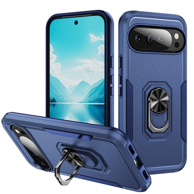 For Google Pixel 10 Pro Pioneer Armor Heavy Duty PC + TPU Phone Case with Holder(Blue) - Google Cases by buy2fix | Online Shopping UK | buy2fix