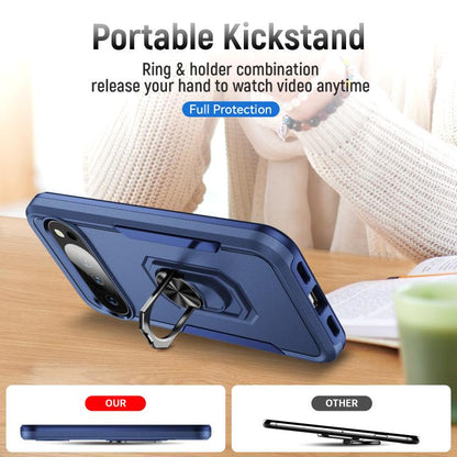 For Google Pixel 10 Pro Pioneer Armor Heavy Duty PC + TPU Phone Case with Holder(Blue) - Google Cases by buy2fix | Online Shopping UK | buy2fix