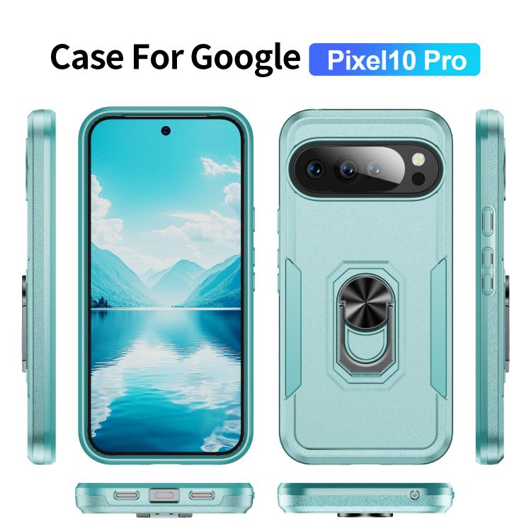 For Google Pixel 10 Pro Pioneer Armor Heavy Duty PC + TPU Phone Case with Holder(Green) - Google Cases by buy2fix | Online Shopping UK | buy2fix