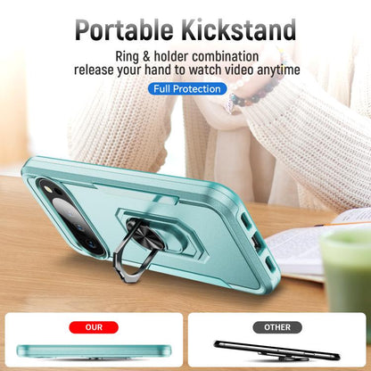 For Google Pixel 10 Pro Pioneer Armor Heavy Duty PC + TPU Phone Case with Holder(Green) - Google Cases by buy2fix | Online Shopping UK | buy2fix