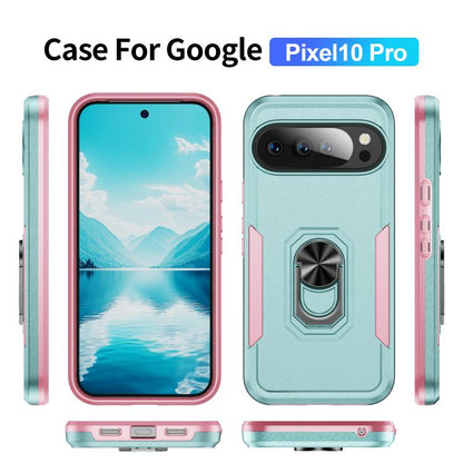For Google Pixel 10 Pro Pioneer Armor Heavy Duty PC + TPU Phone Case with Holder(Green+Pink) - Google Cases by buy2fix | Online Shopping UK | buy2fix