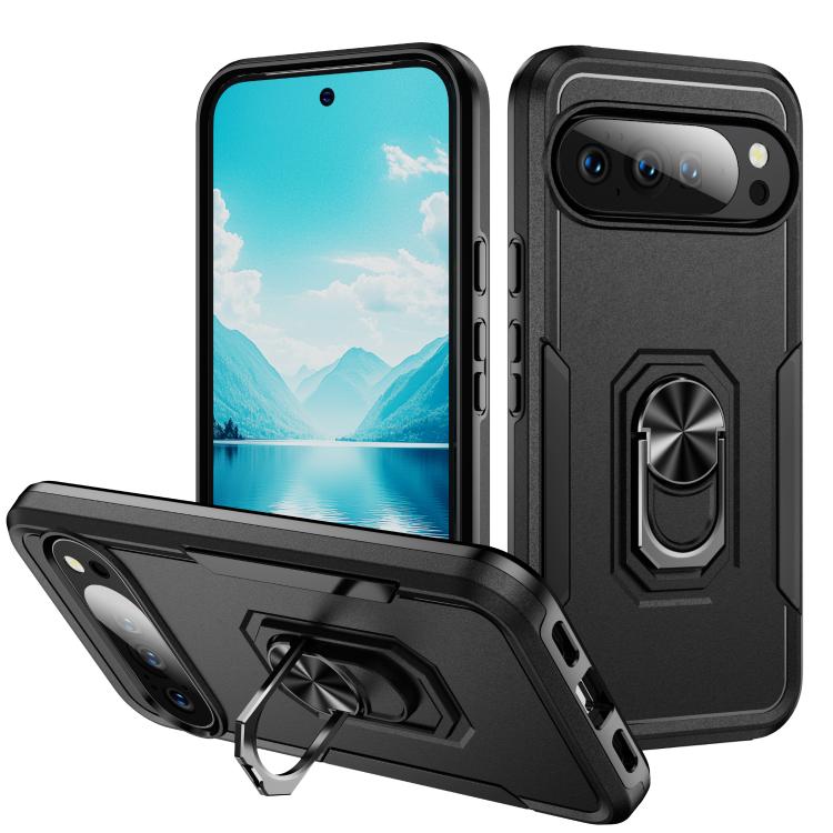 For Google Pixel 10 Pioneer Armor Heavy Duty PC + TPU Phone Case with Holder(Black) - Google Cases by buy2fix | Online Shopping UK | buy2fix