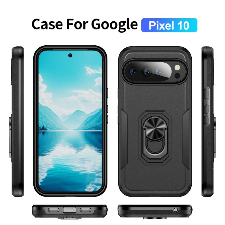 For Google Pixel 10 Pioneer Armor Heavy Duty PC + TPU Phone Case with Holder(Black) - Google Cases by buy2fix | Online Shopping UK | buy2fix