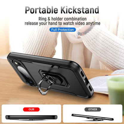 For Google Pixel 10 Pioneer Armor Heavy Duty PC + TPU Phone Case with Holder(Black) - Google Cases by buy2fix | Online Shopping UK | buy2fix