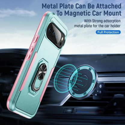 For Google Pixel 10 Pioneer Armor Heavy Duty PC + TPU Phone Case with Holder(Green+Pink) - Google Cases by buy2fix | Online Shopping UK | buy2fix