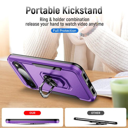 For Google Pixel 10 Pioneer Armor Heavy Duty PC + TPU Phone Case with Holder(Purple+Black) - Google Cases by buy2fix | Online Shopping UK | buy2fix