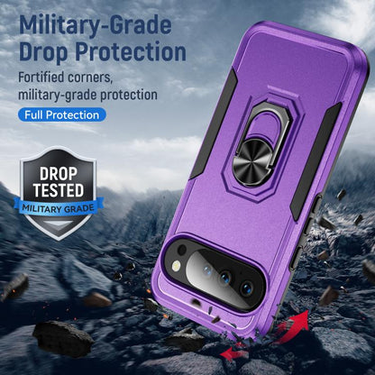 For Google Pixel 10 Pioneer Armor Heavy Duty PC + TPU Phone Case with Holder(Purple+Black) - Google Cases by buy2fix | Online Shopping UK | buy2fix