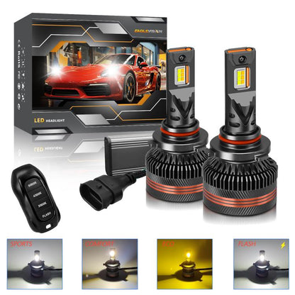 9005 2pcs/Pack 60W 8000LM 6000K Three Color Remote Control Car LED Headlight Bulb - LED Headlamps by buy2fix | Online Shopping UK | buy2fix