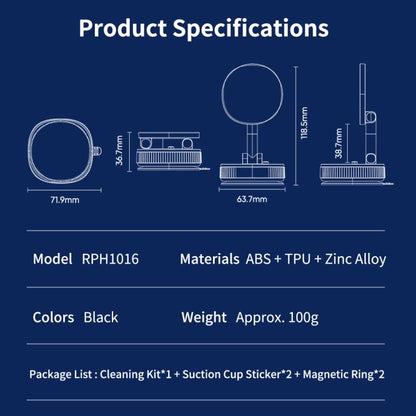 ROCK Q16 RPH1016 Car Electric Vacuum Suction Cup Magnetic Phone Holder(Black) - Universal Car Holders by ROCK | Online Shopping UK | buy2fix