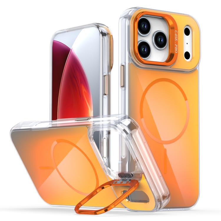 For iPhone 17 Pro Max Gradient Discolor Lens Kickstand Magsafe Phone Case(Orange) - iPhone 17 Pro Max Cases by buy2fix | Online Shopping UK | buy2fix