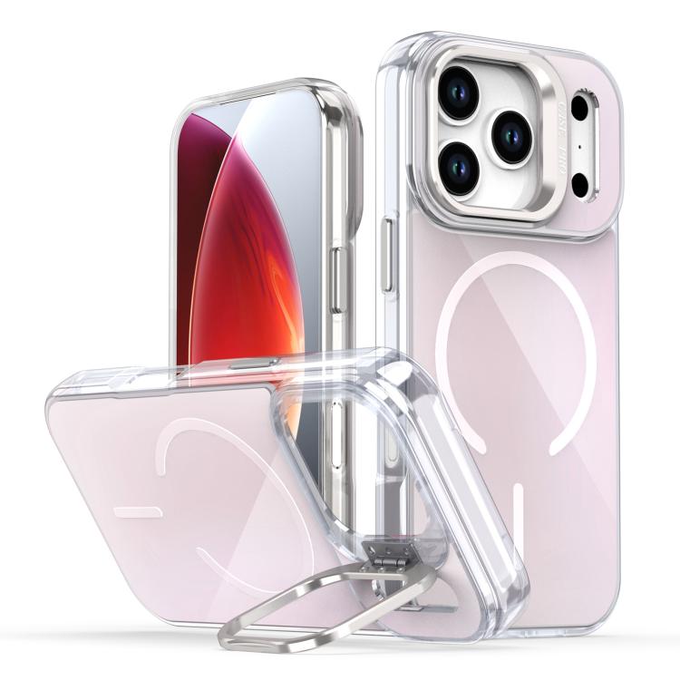 For iPhone 17 Pro Gradient Discolor Lens Kickstand Magsafe Phone Case(White) - iPhone 17 Pro Cases by buy2fix | Online Shopping UK | buy2fix